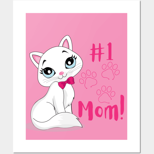 #1 cat mom pink Wall Art by Vanilla_rose